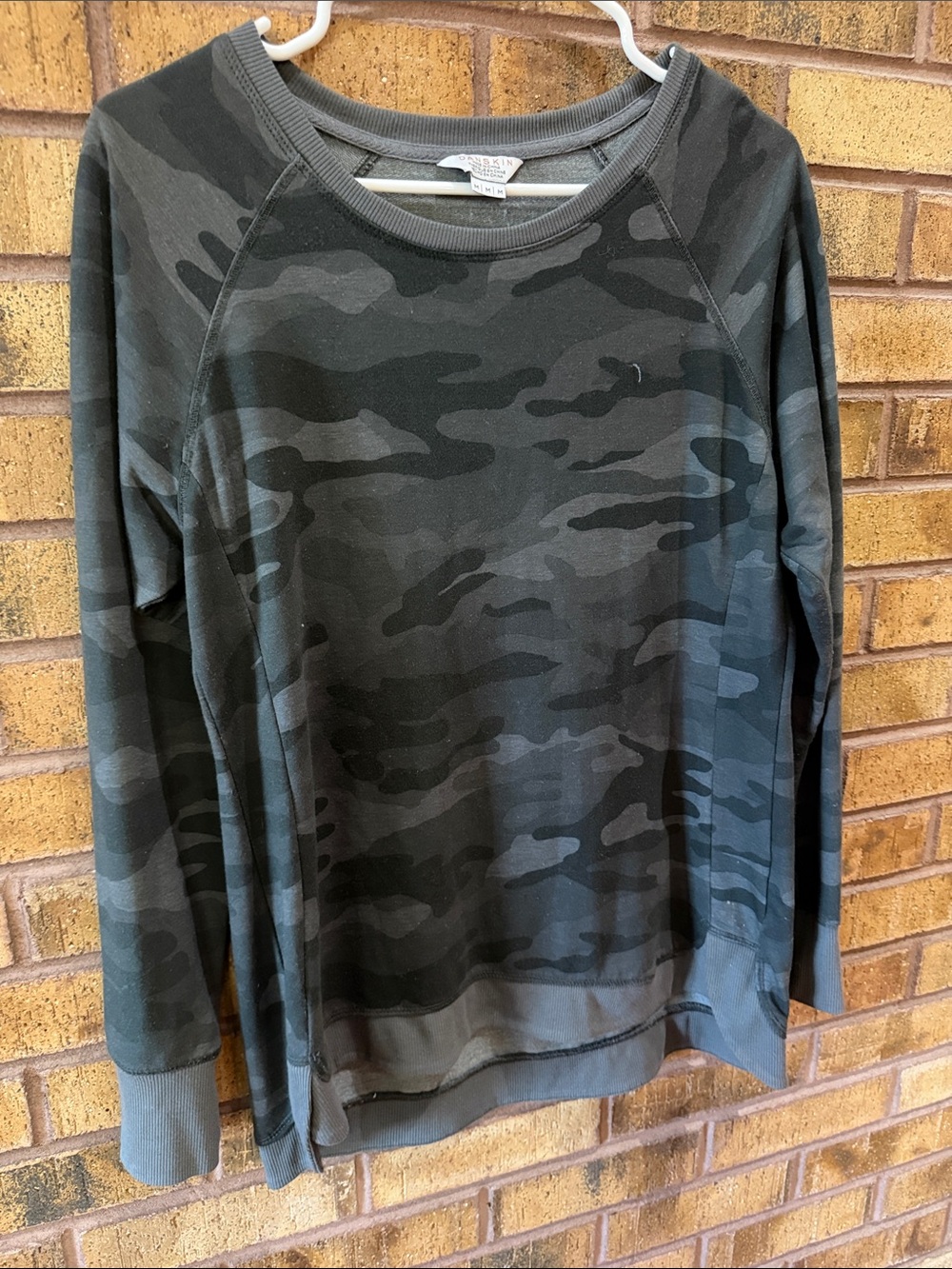Danskin Olive & Charcoal Camouflage Crewneck Sweatshirt